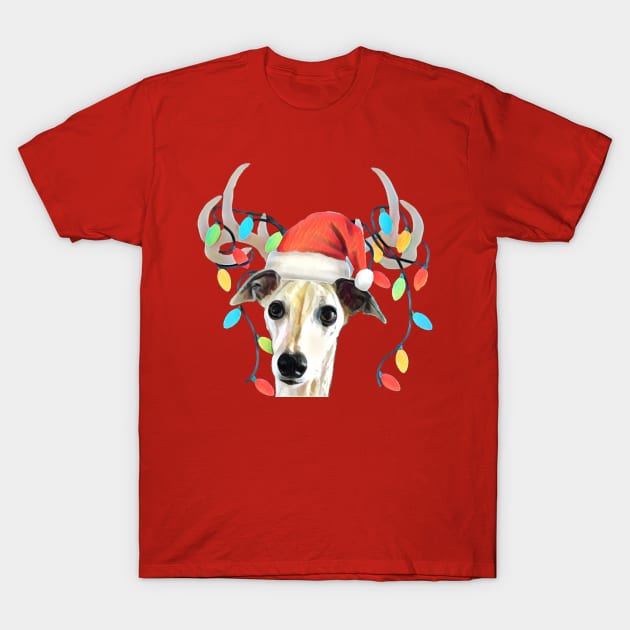 Happy Holidays Reindeer Hound Dog T-Shirt by RTDesigns